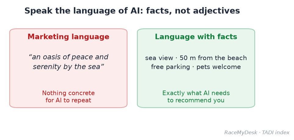 Figure 3. Why data-rich language works better than marketing language.